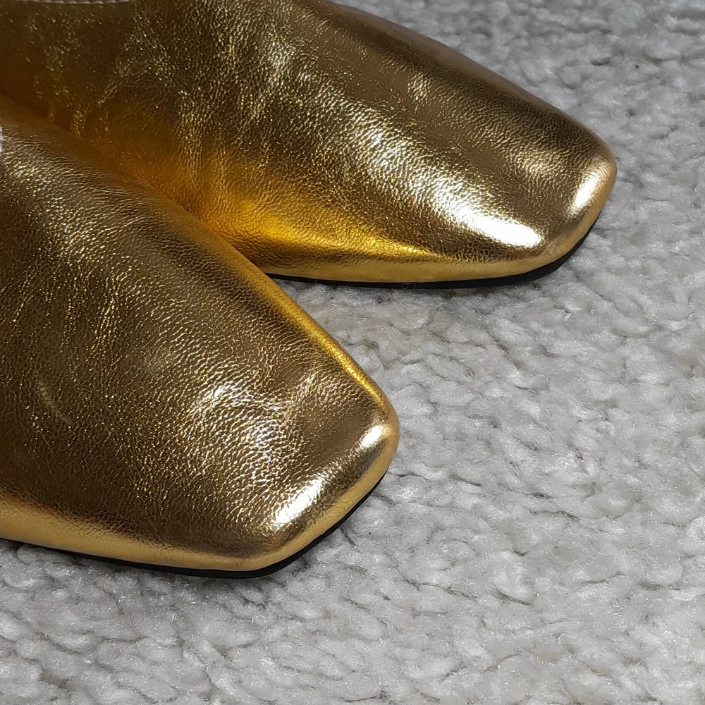LUVTQ & LOVED Mettalic Gold Square Toe Flats Size 40